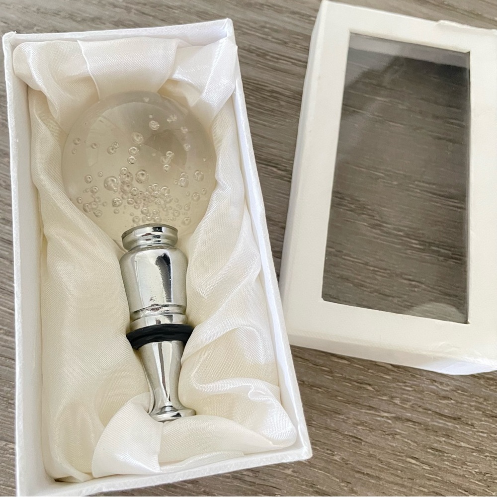 Z Gallerie- Bubble Glass Wine Stopper- vintage never used in original package